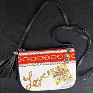 Brighton White Red Love Canvas Crossbody Shoulder Purse